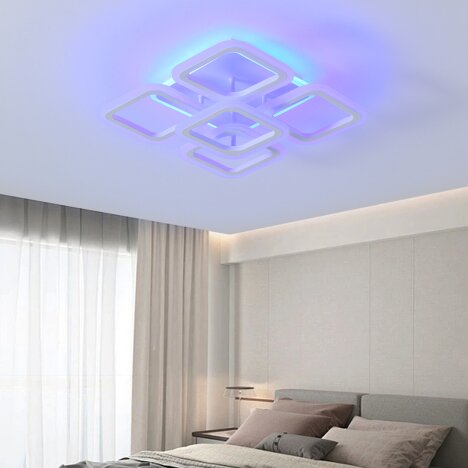 Lustra LED 120W Ceiling 5 Mini White RGB, LED inclus, 5 surse de iluminare, Telecomanda, Dimabil, Lu